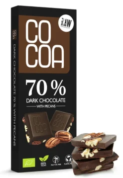 Cocoa 70% Dark Chocolate Pecan Reep (40 gr)