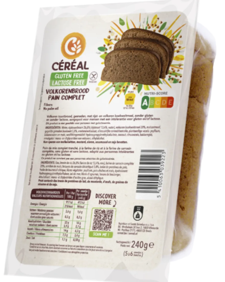 Céréal Volkorenbrood – Gluten- & Lactosefree (230 gr)