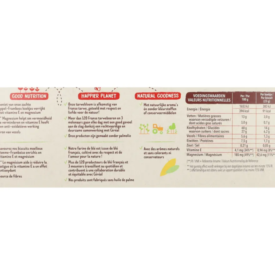 Céréal Zachte Koekjes Appel-Framboos (138 gr)
