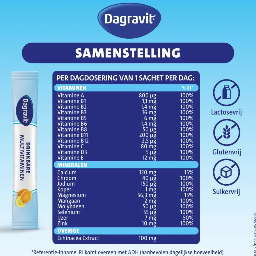 Dagravit Complete Start Drinkbare Multivitaminen Citroen-Sinaasappel (30 sachets)