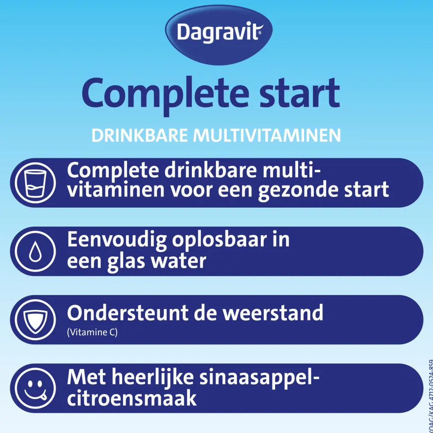 Dagravit Complete Start Drinkbare Multivitaminen Citroen-Sinaasappel (30 sachets)