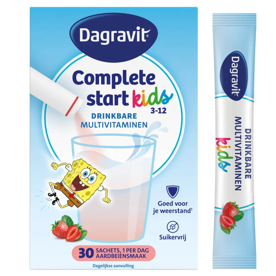 Dagravit Complete Start Drinkbare Multivitaminen Kids 3-5 Aardbei (30 sachets)