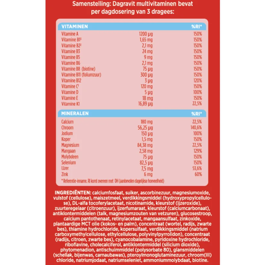 Dagravit Totaal 30 Multivitaminen (350 dragees)
