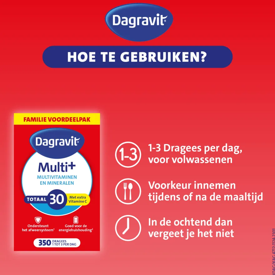 Dagravit Totaal 30 Multivitaminen (350 dragees)