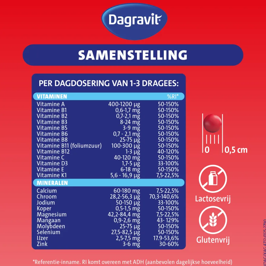 Dagravit Totaal 30 Multivitaminen (550 dragees)