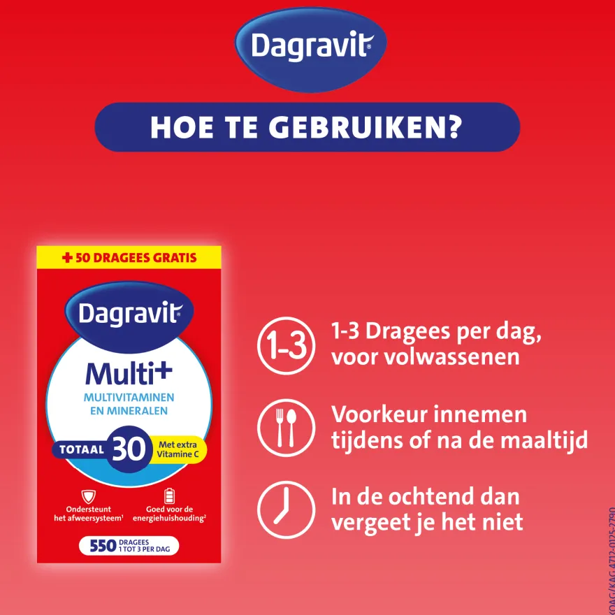 Dagravit Totaal 30 Multivitaminen (550 dragees)