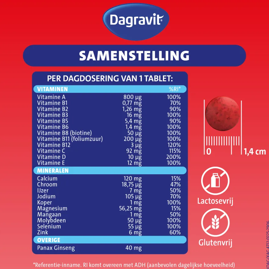 Dagravit Totaal 30 Vitaal 50+ Multivitaminen (100 tabletten)