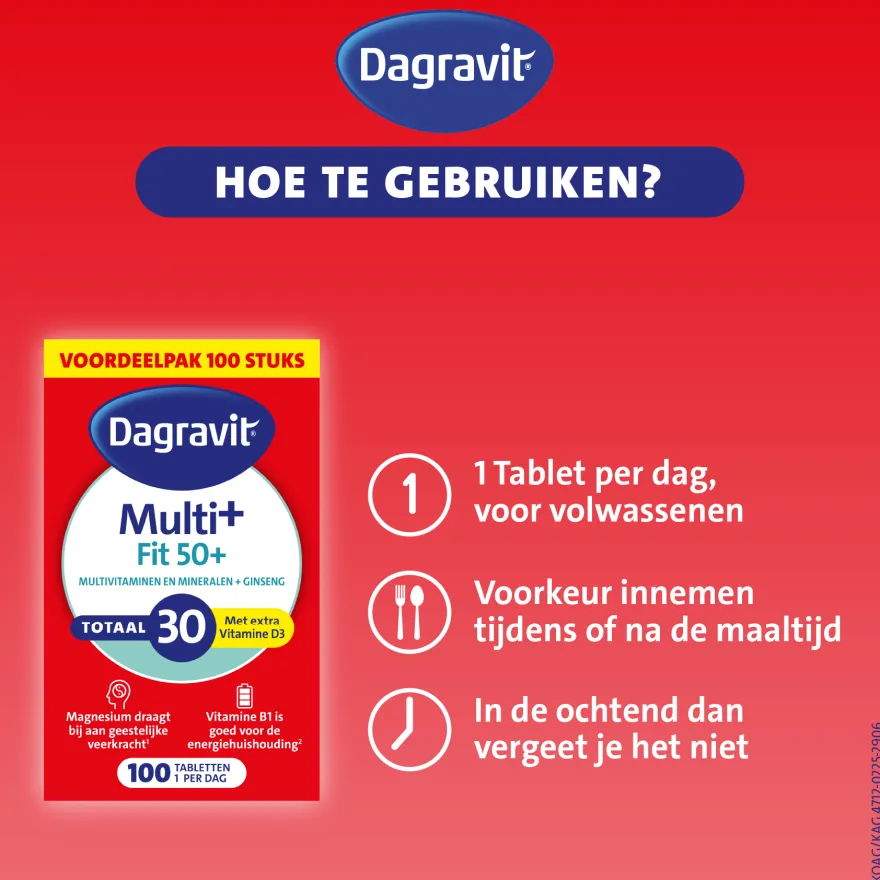 Dagravit Totaal 30 Vitaal 50+ Multivitaminen (100 tabletten)