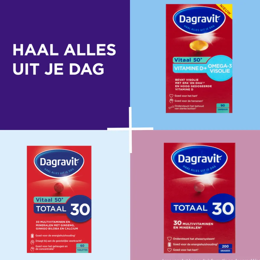 Dagravit Vitaal 50+ Vitamine D + Omega-3 Visolie (90 capsules)