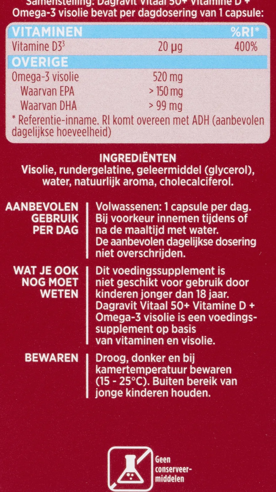 Dagravit Vitaal 50+ Vitamine D + Omega-3 Visolie (90 capsules)