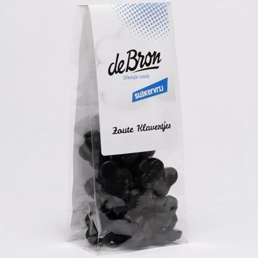 De Bron Zoute Klavertjes Suikervrij (90 gr)