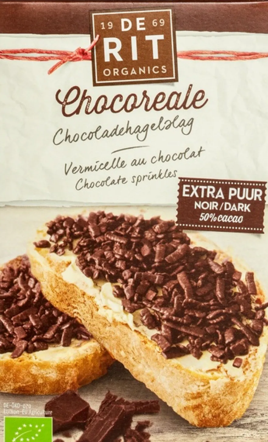 De Rit Chocoreale hagelslag extra puur bio (200 gr)
