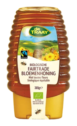 De Traay Bloemenhoning Knijpfles Bio Fairtrade (365 gr)