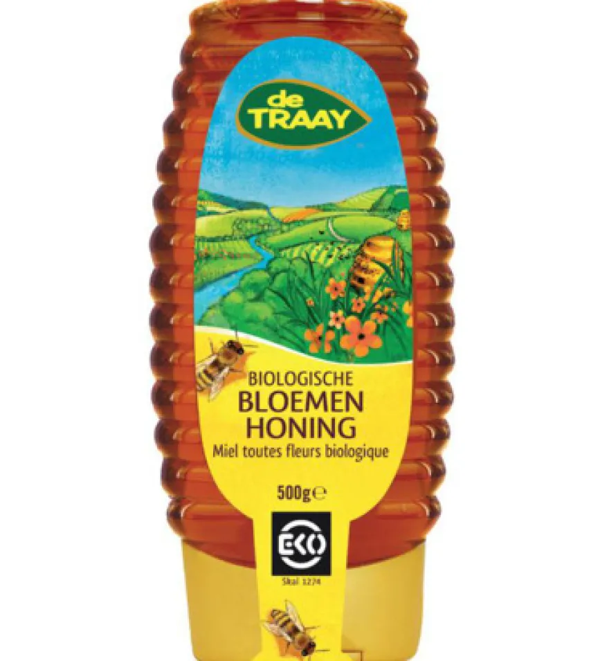 De Traay Bloemenhoning Vloeibaar Knijpfles Bio (500 gr)