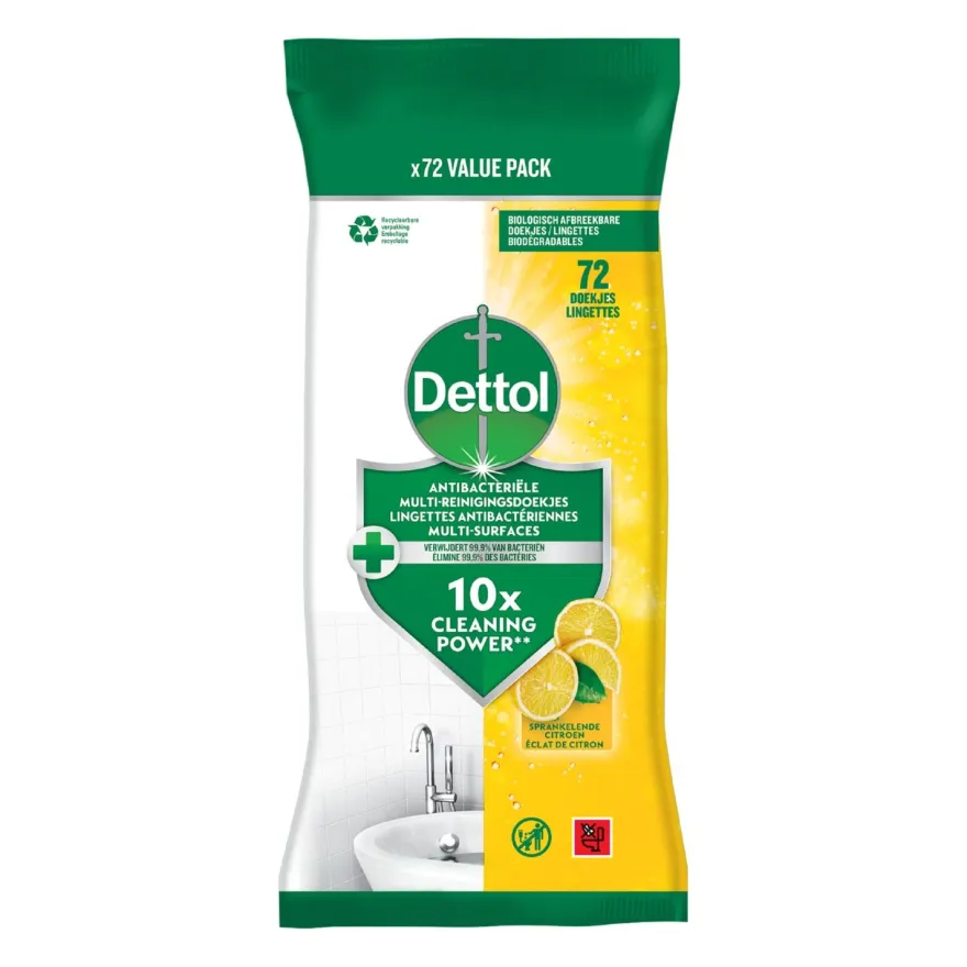 Dettol Desinfecterende Reinigingsdoekjes Citroen (72 stuks)