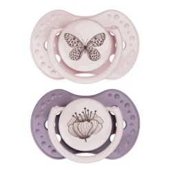 Difrax Fopspeen Dynamic 0-3 maand Botanic Pink/Purple (2 stuk)