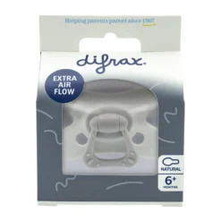 Difrax Fopspeen Natural 6 maand Siliconen Grey (1 stuk)
