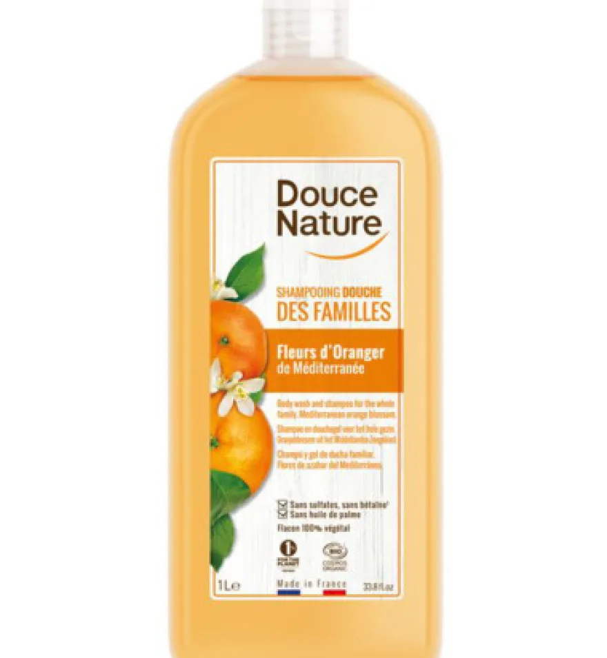 Douce Nature Douchegel & shampoo familie oranjebloesem bio (1000 ml)