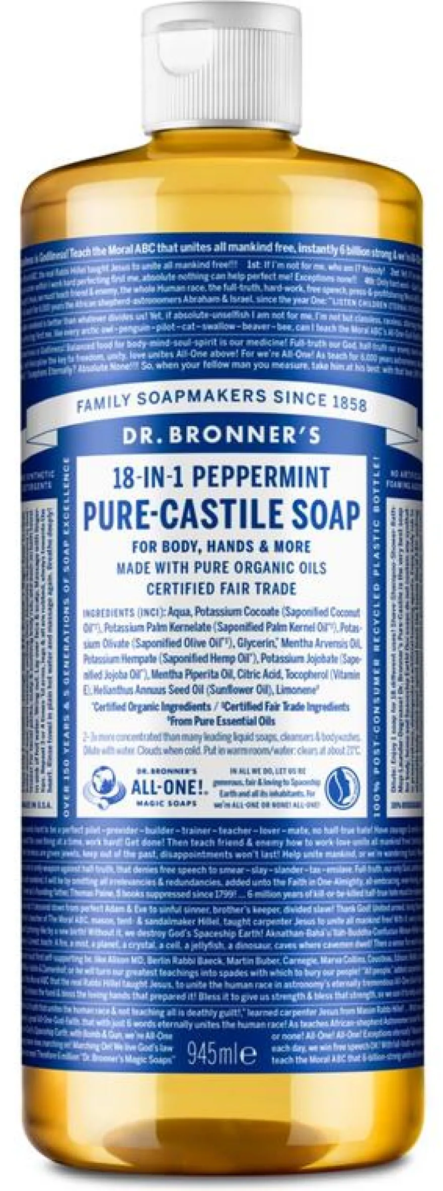 Dr Bronners Liquid Soap Pepermunt (945 ml)