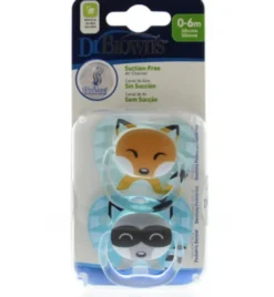 Dr Brown’s Fopspeen prevent animal faces F1 blauw (2 stuks)