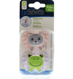 Dr Brown’s Fopspeen prevent animal faces F1 roze (2 stuks)