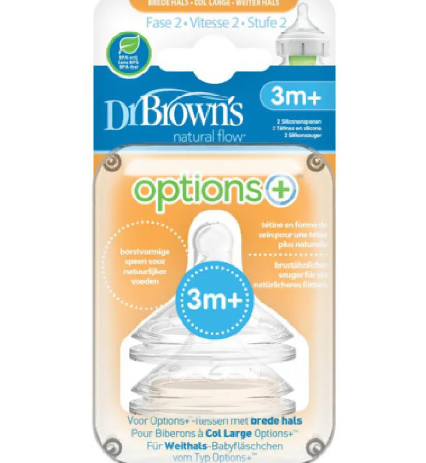 Dr Brown’s Options+ speen fase 2 brede halsfles (2 stuks)