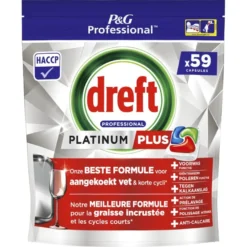Dreft Professional Platinum Plus Vaatwastabletten Regular (59 tabletten)