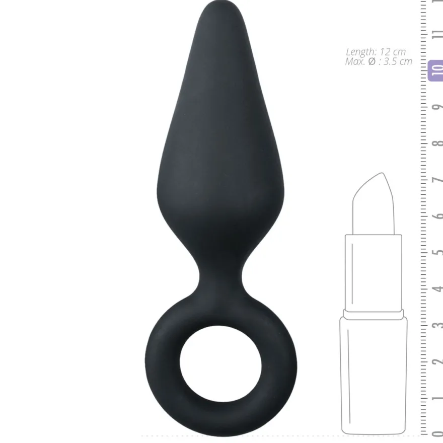 Easytoys Anal Collection – Buttplug with Pull Ring Medium Zwart (1 stuk)