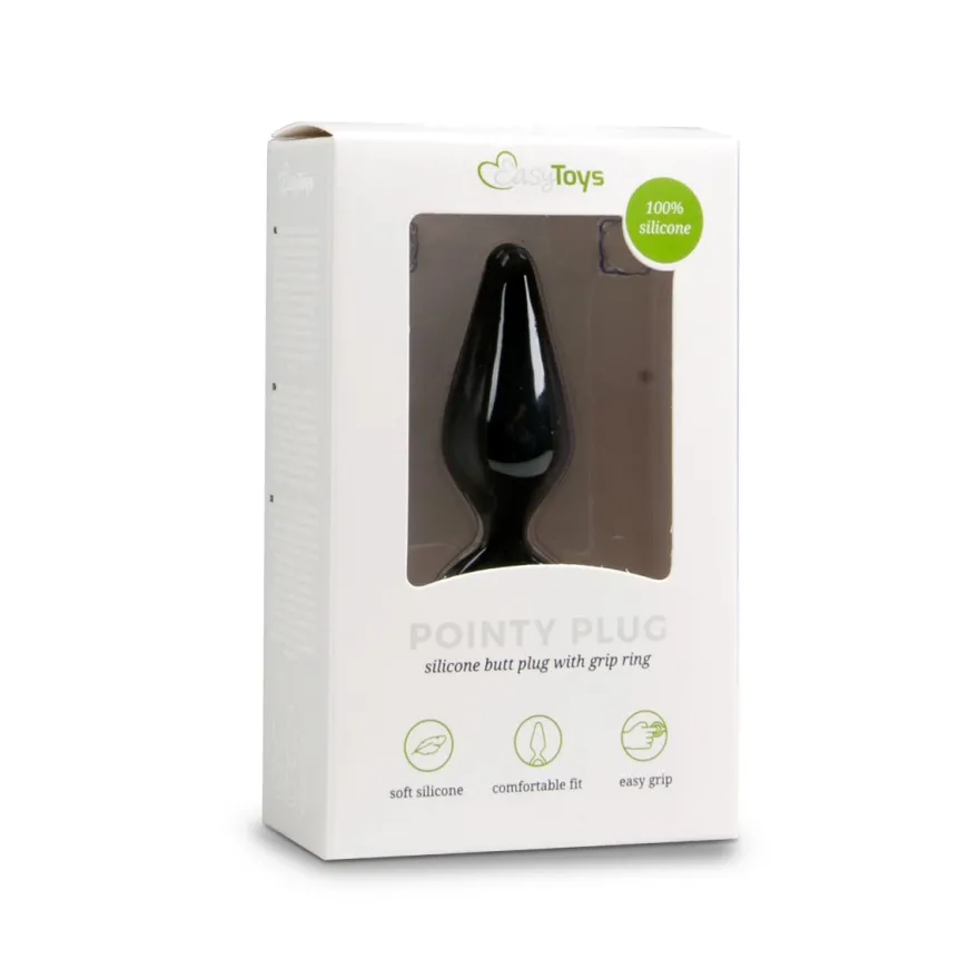 Easytoys Anal Collection – Buttplug with Pull Ring Medium Zwart (1 stuk)