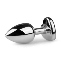 Easytoys Anal Collection – Metal Butt Plug with Pink Heart Stone Small Zilver (1 stuk)