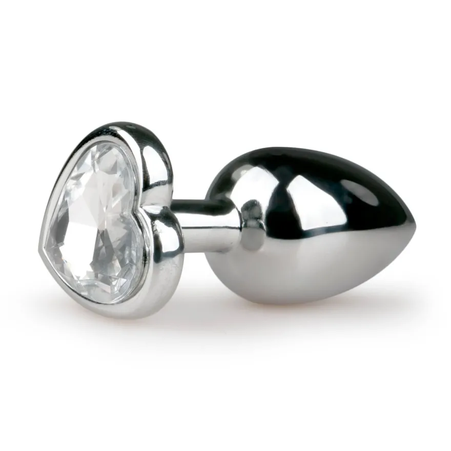 Easytoys Anal Collection – Metal Butt Plug with Pink Heart Stone Small Zilver (1 stuk)