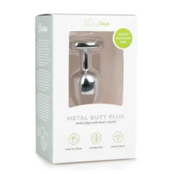 Easytoys Anal Collection – Metal Butt Plug with Pink Heart Stone Small Zilver (1 stuk)