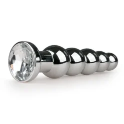 Easytoys Anal Collection – Metal Butt Plug with Clear Stone Large Zilver (1 stuk)
