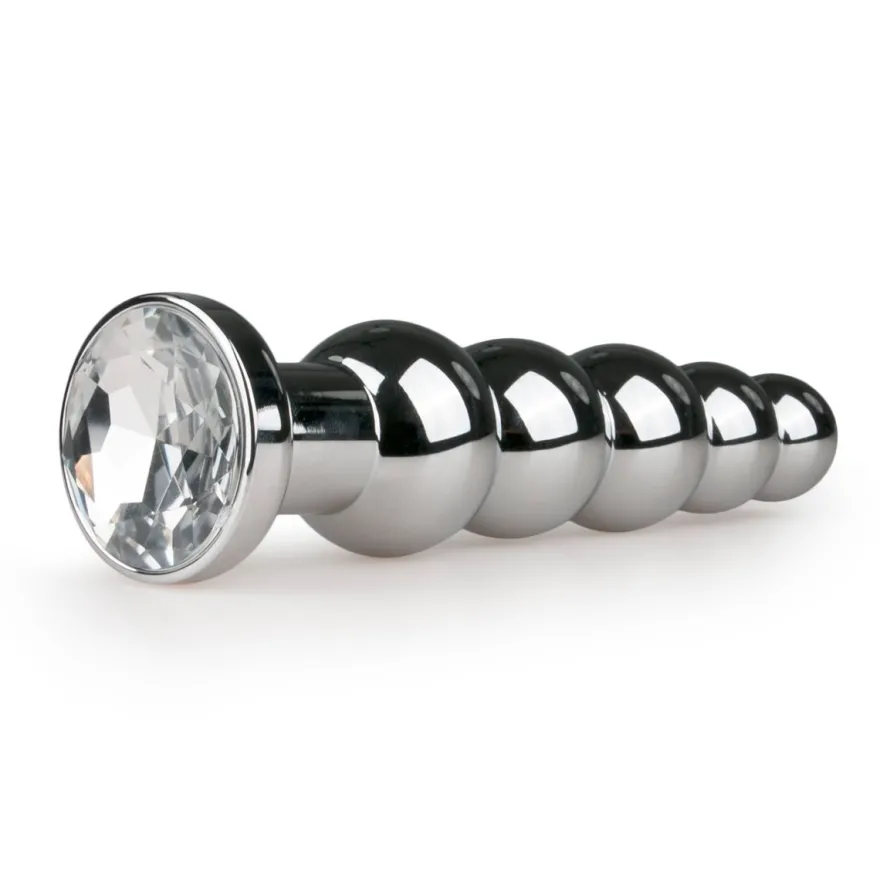 Easytoys Anal Collection – Metal Butt Plug with Clear Stone Large Zilver (1 stuk)