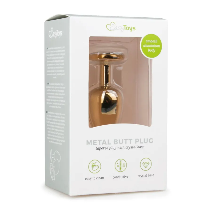Easytoys Anal Collection – Metal Butt Plug with Clear Stone Goud (1 stuk)