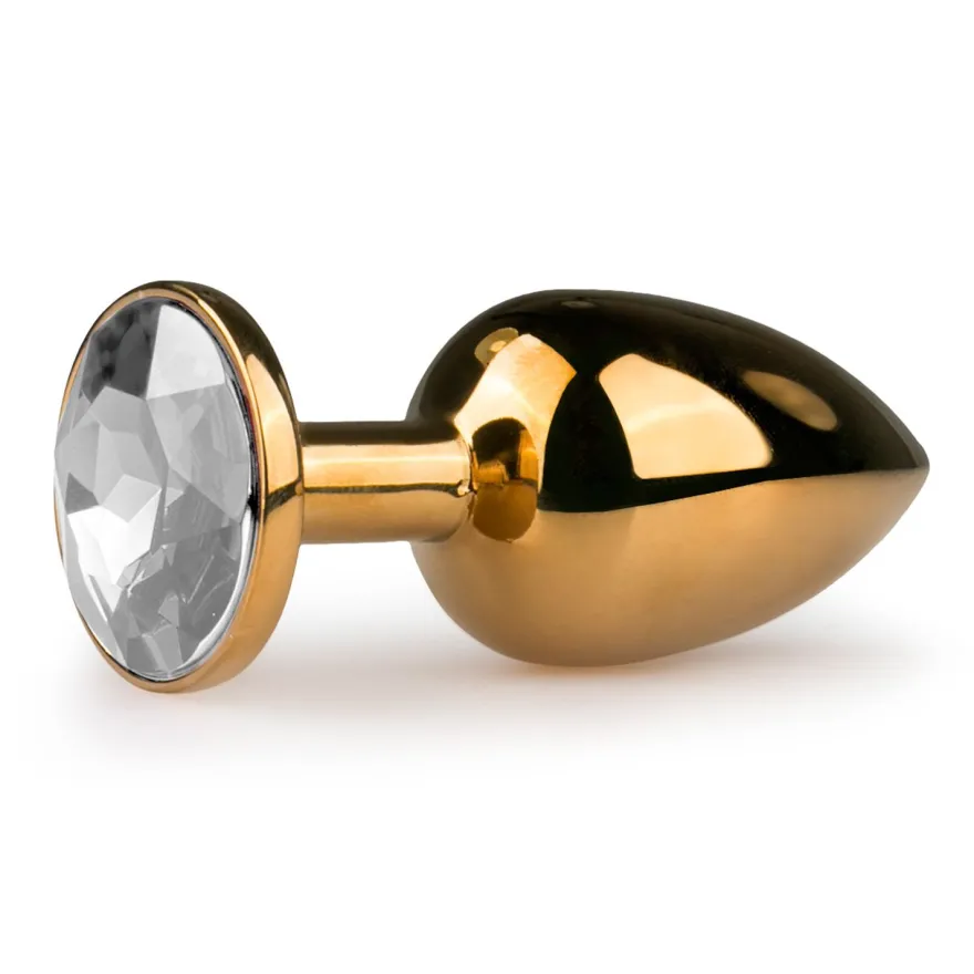Easytoys Anal Collection – Metal Butt Plug with Clear Stone Goud (1 stuk)