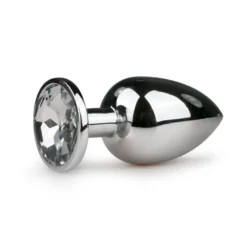 Easytoys Anal Collection – Metal Butt Plug with Pink Stone Large Zilver (1 stuk)
