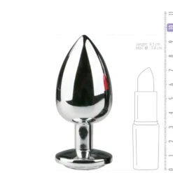 Easytoys Anal Collection – Metal Butt Plug with Pink Stone Large Zilver (1 stuk)