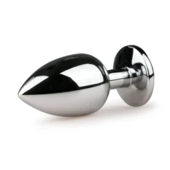 Easytoys Anal Collection – Metal Butt Plug with Pink Stone Large Zilver (1 stuk)
