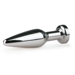 Easytoys Anal Collection – Metal Butt Plug with Clear Stone Medium Zilver (1 stuk)