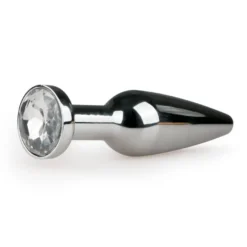 Easytoys Anal Collection – Metal Butt Plug with Clear Stone Medium Zilver (1 stuk)