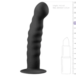 Easytoys Anal Collection – Ribbed Silicone Suction Cup Dildo Zwart (1 stuk)