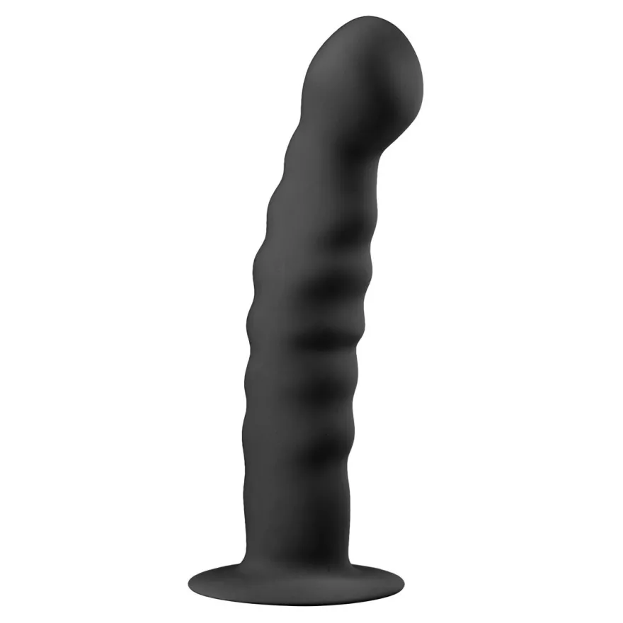 Easytoys Anal Collection – Ribbed Silicone Suction Cup Dildo Zwart (1 stuk)