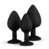 Easytoys Anal Collection Siliconen Buttplug Met Diamant – Zwart (3 stuks)
