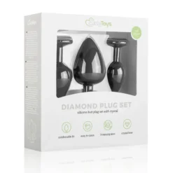 Easytoys Anal Collection Siliconen Buttplug Met Diamant – Zwart (3 stuks)