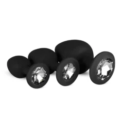 Easytoys Anal Collection Siliconen Buttplug Met Diamant – Zwart (3 stuks)