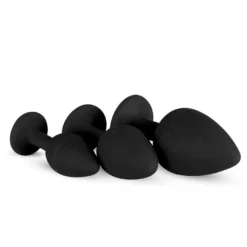 Easytoys Anal Collection Siliconen Buttplug Met Diamant – Zwart (3 stuks)