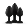 Easytoys Anal Collection – Silicone Buttplug Set with Heart Diamond Zwart (1 stuk)