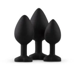 Easytoys Anal Collection – Silicone Buttplug Set with Heart Diamond Zwart (1 stuk)