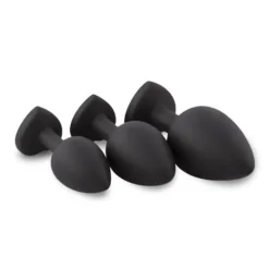 Easytoys Anal Collection – Silicone Buttplug Set with Heart Diamond Zwart (1 stuk)